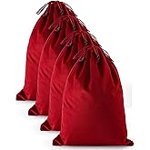 FantasyLife Shoe Bags for Travel, 17.3"x12.6" Washable Dust Bags for Storage & Packing, Flannel Shoe Pouch with Drawstring Closure for Purses, Handbags, Shoes & Toys (4, Rio Red)