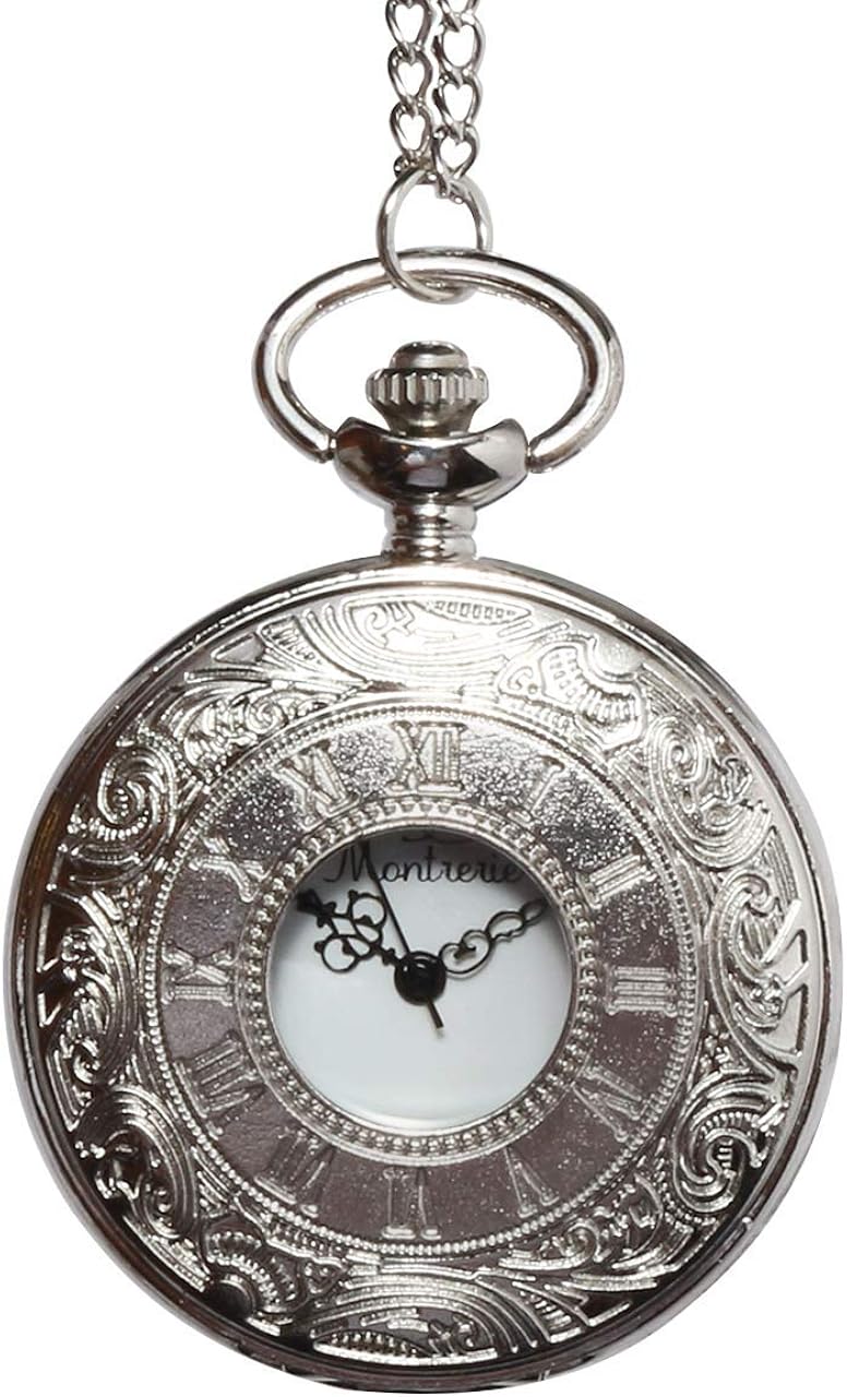 Amazon Montoreire 懐中時計 アンティーク レトロ クオーツ チェーン3種 蓋付き シルバー 懐中時計 腕時計 通販