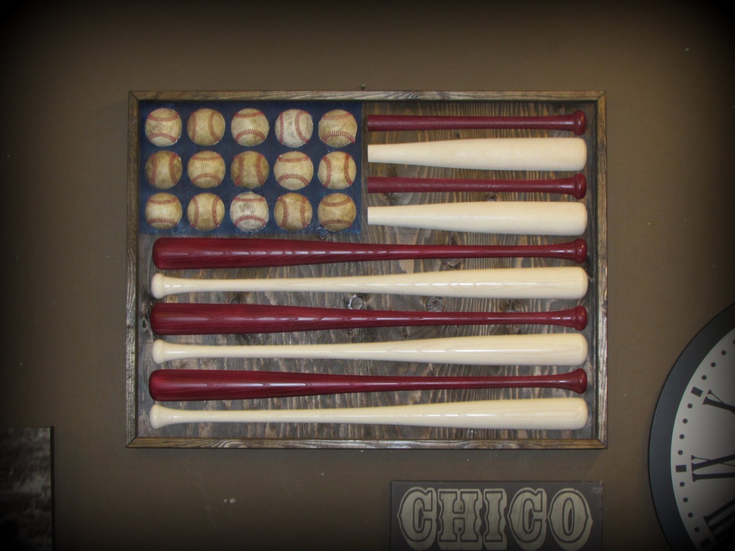 Baseball Bat American Flag Handmade