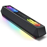 Deeyaple Computer Speakers, 40W Wireless Soundbar for Desktop PC with Bluetooth 5.3 & USB Audio, Software Custom EQ, Dynamic RGB Lighting, External Power Adapter Gaming Speakers, Laptop, Xbox (Black)
