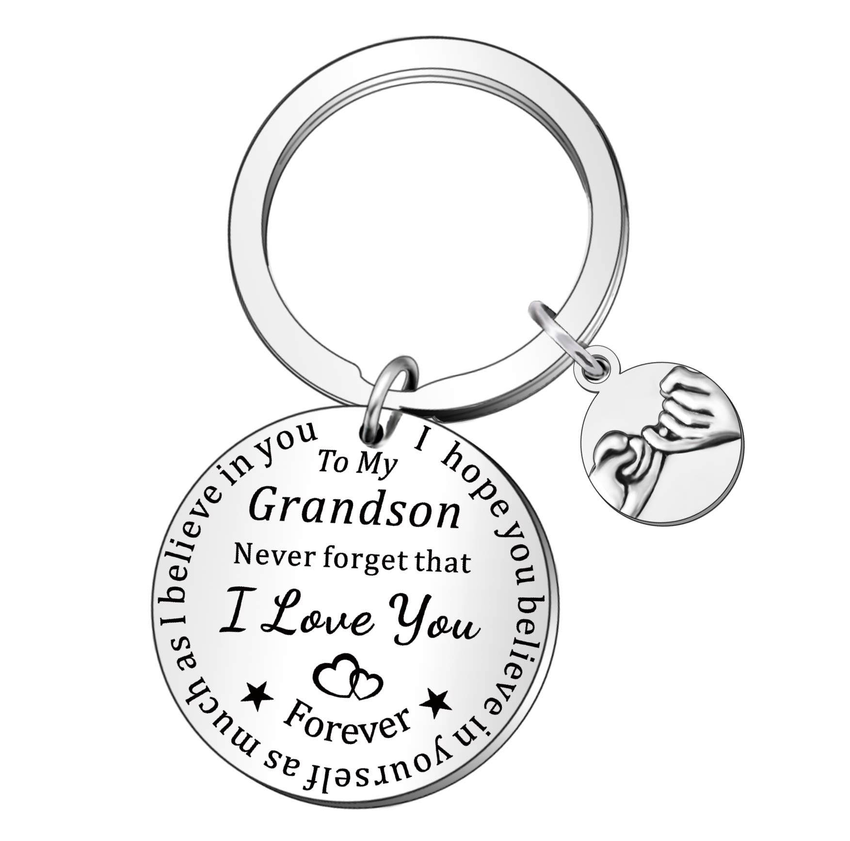QMVMV Inspirational Family Tree Grandson Keyring Birthday Christmas Gifts For Men From Grandparents Nana Grandpa Grandma Keychain Engraved