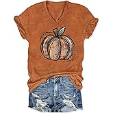 Women's T-Shirts V-Neck Dragonfly Tee Cute Summer Graphic Shirts Vintage Boho Flowers Short Sleeve T Shirt