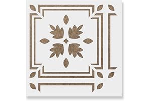 STENCIL REVOLUTION Lars Tile Stencil - Cement Floor Stencil, Pattern Tile Stencil, Tile Paint Stencil, Floor Stencil, Kitchen Stencil