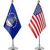 ZXvZYT 2 Pack American US Air Force flag USA Air Force table flag,Small Mini United States Military Desk Flags With Stand Base,for Army Party Events Celebration Decorations Supplies