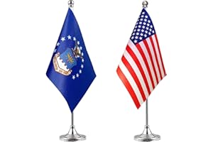ZXvZYT 2 Pack American US Air Force flag USA Air Force table flag,Small Mini United States Military Desk Flags With Stand Base,for Army Party Events Celebration Decorations Supplies