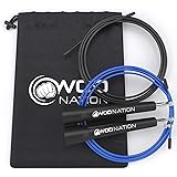WOD Nation Speed Jump Rope - Blazing Fast Jumping Ropes - Endurance Workout for Boxing, MMA, Martial Arts or Just Staying Fit + FREE Skipping Training Included - Adjustable for Men, Women and Children