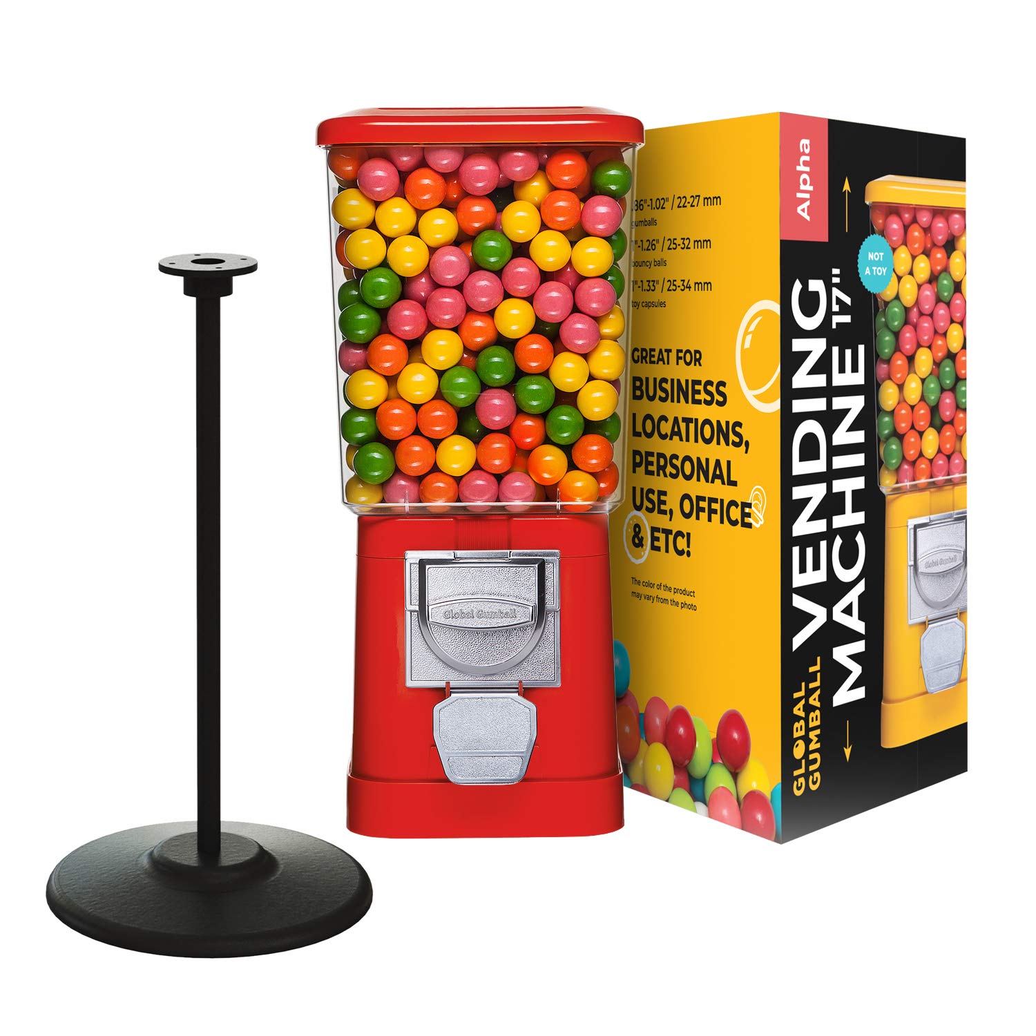Gumball Machine with Stand - Red Home Vending Machine - Bubble Gum Machine for Kids - Gumball Machin