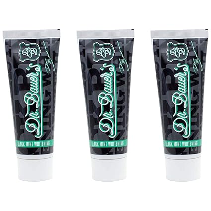 Dr. Bauer´s Black Mint Whitening schwarze Zahnpasta 75ml mit Aktivkohle - mit Kokosöl - Fluoridfrei - mit Papain - mit Hydrox