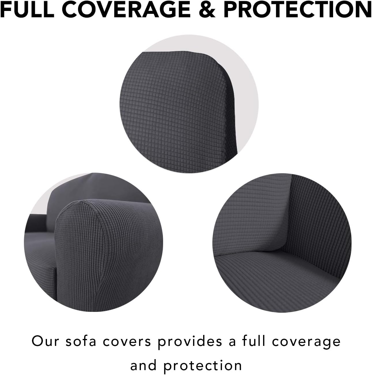 PureFit Stretch Sofa Slipcover – Spandex Jacquard Non Slip Soft Couch Sofa Cover, Washable Furniture Protector with Non Skid Foam and Elastic Bottom for Kids (Sofa, Dark Gray): Kitchen & Dining
