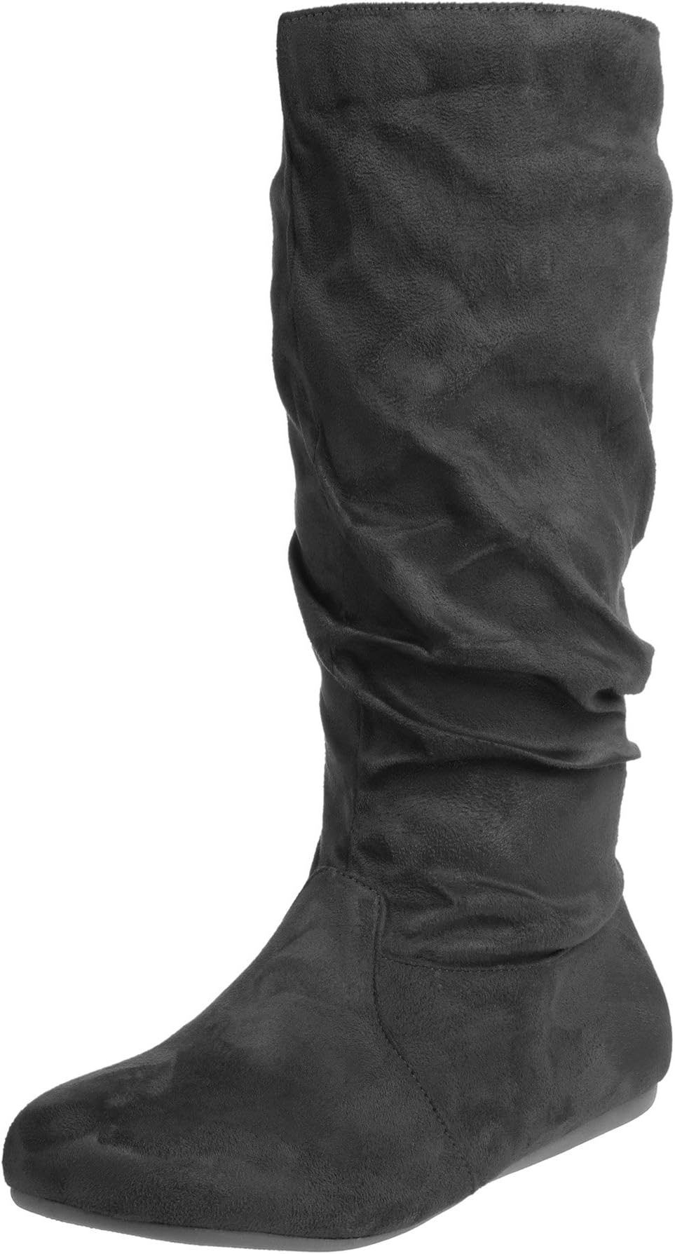 Enimay Women's Winter Fashion High Mid Calf Slouchy Flat Casual Dress Boot