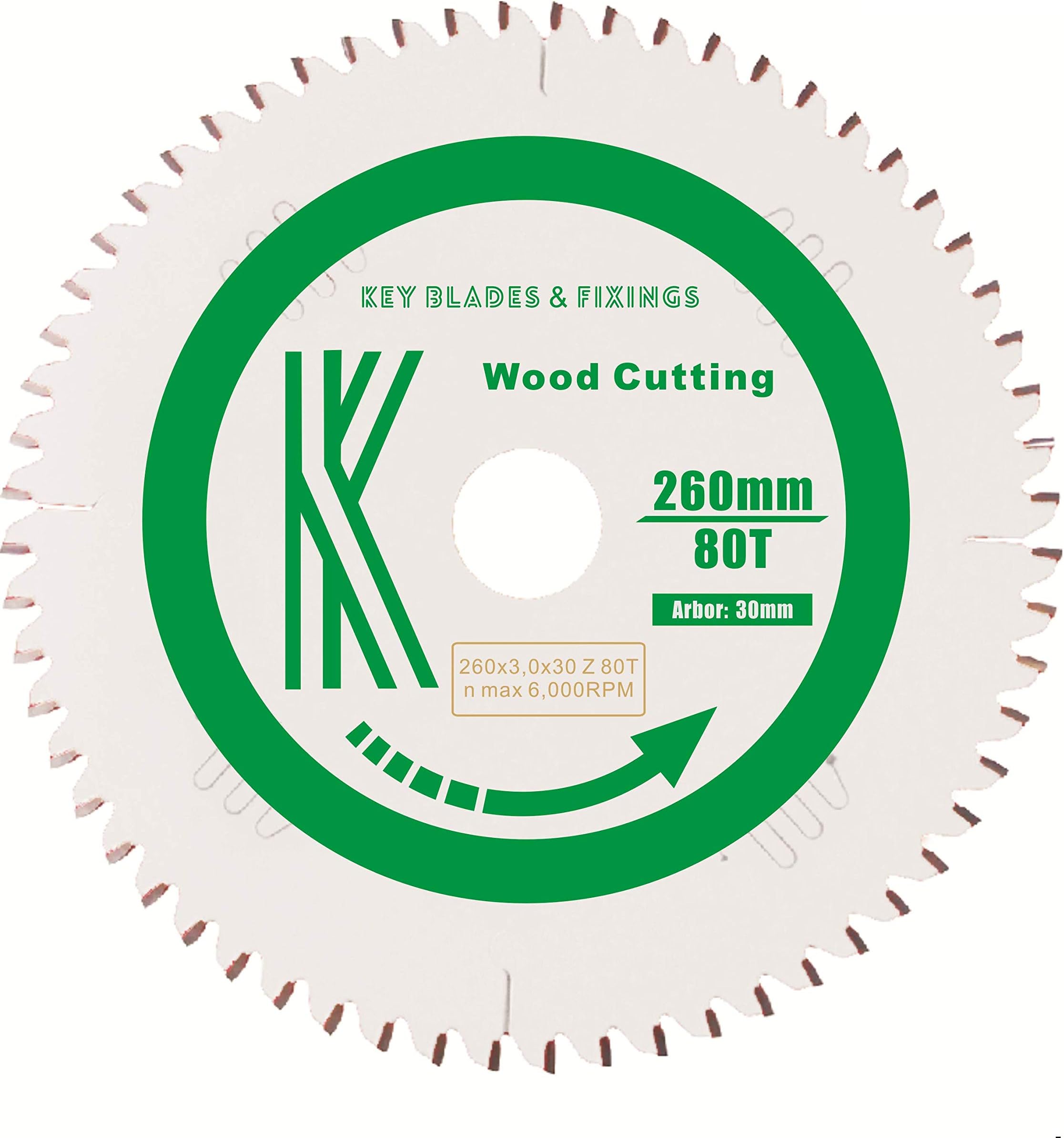 Key Blades and Fixings 260mm x 30mm x 3.0mm (10 1/4") 80T Negative rake Festool Kapex KS120 KS 120 Compatible Chopsaw Blade 260 mm Teflon Coated Professional Quality saw Blade Best for Price