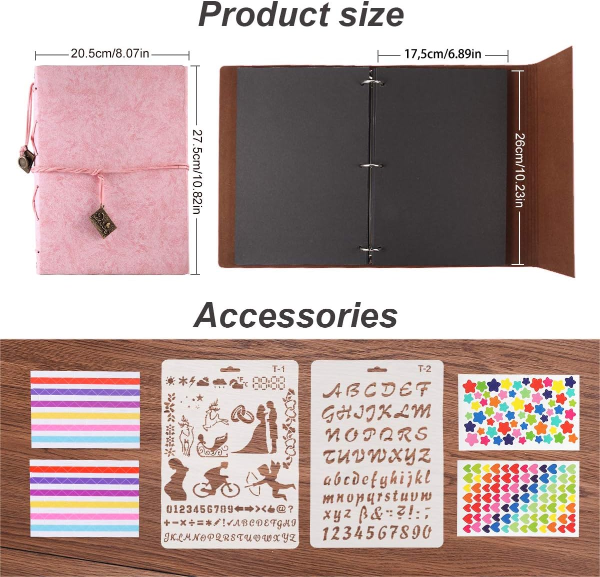 ThxMadam Pink Vintage Leather Scrapbook Photo Album Wedding Guest Book Memory Book with 60 Pages Present for Christmas Anniversary Valentines Mother's Day Birthday for Wife Mum Daughter Girlfriend - Image 3