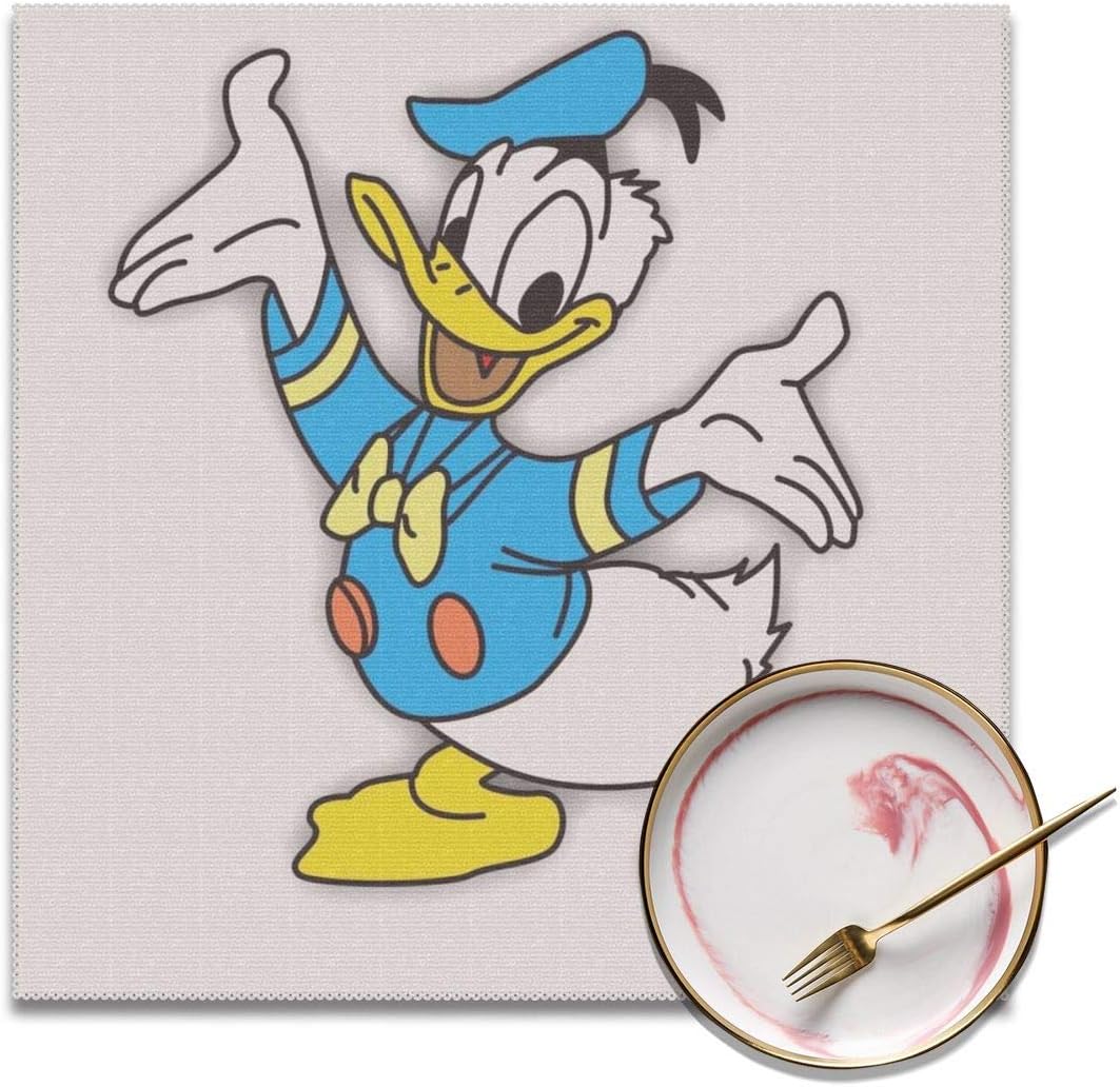 Amazon ドナルドダックが両手の壁紙を広げる ランチョンマット 高級感 おしゃれ かわいい 食卓飾り 滑り止め 断熱 お手入れ簡単 コーヒーマット 家庭レストラン用 ４枚セット プレースマット30 30cm ランチョンマット オンライン通販