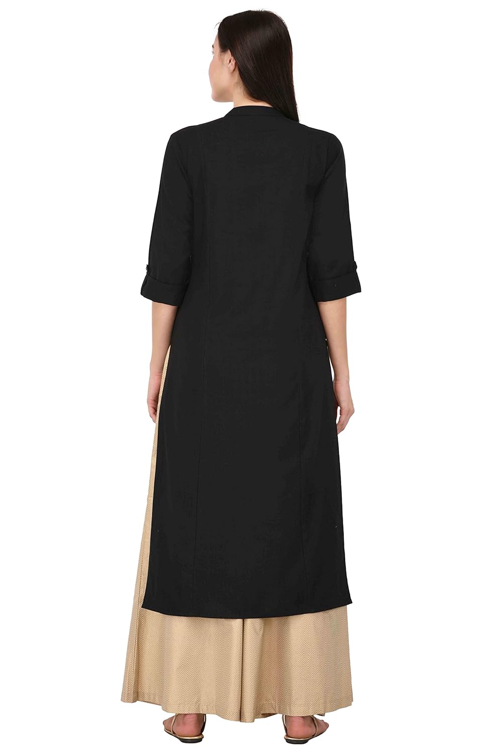 pistaa's women's cotton kurta with two patch pockets