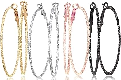 Orecchini A Cerchio Da Donna Ragazza Rosa Argento Oro Grigio Canna Di Fucile Piastra Bigiotteria