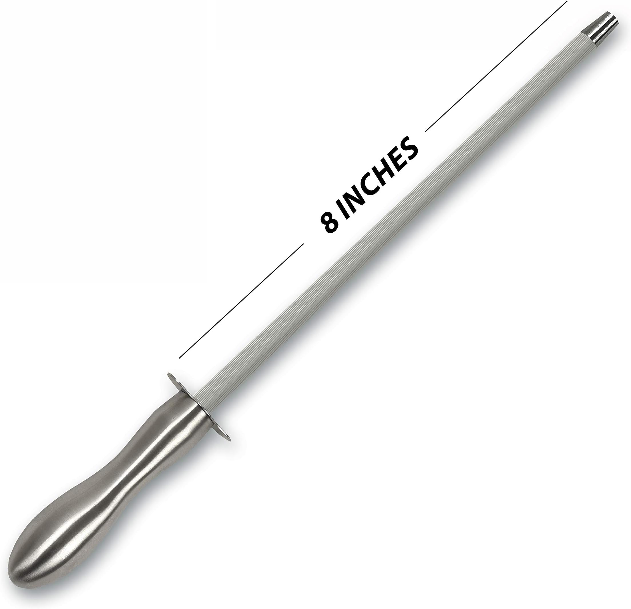 Stone boomer Stainless Steel Knife Sharpening Mower Steel Rod Blade Sharpener - Best Chefs Kitchen knives Choice (20.32 CM)
