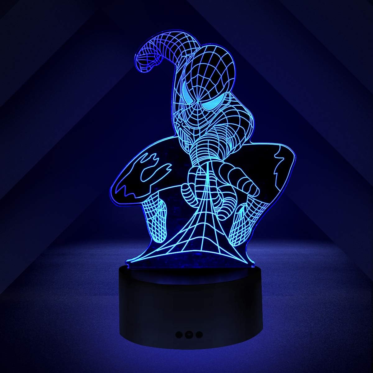 Xmeilo 16 LED Color 3D Illusion Platform Night Lighting Touch Switch Table Desk Decor LED Lamp with Remote Control (Spiderman)
