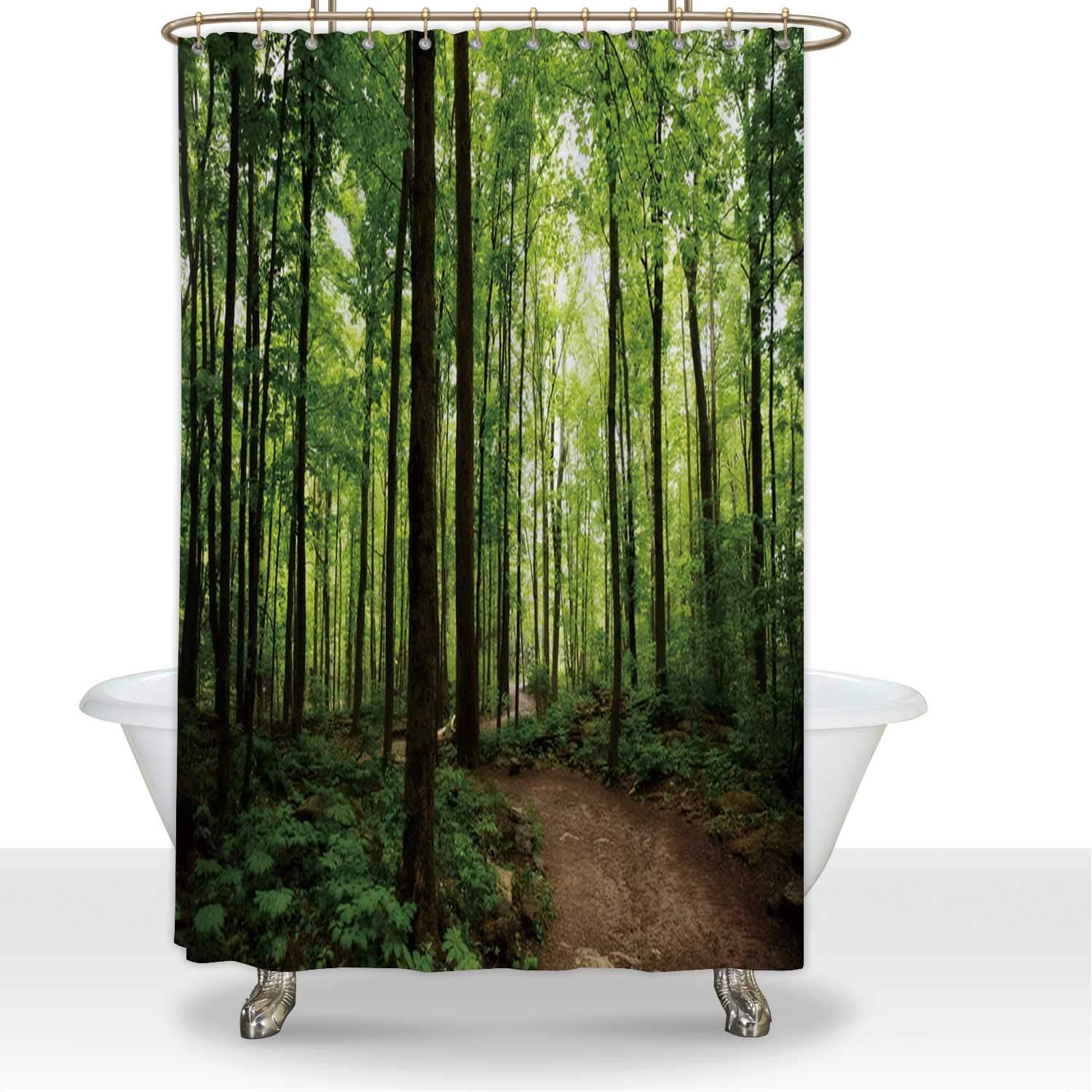 ALUONI Crawford Lake Milton Ontario Woods Path Waterproof Shower Curtain Teal Shower Curtain,for Living Room,60''W x 72''H