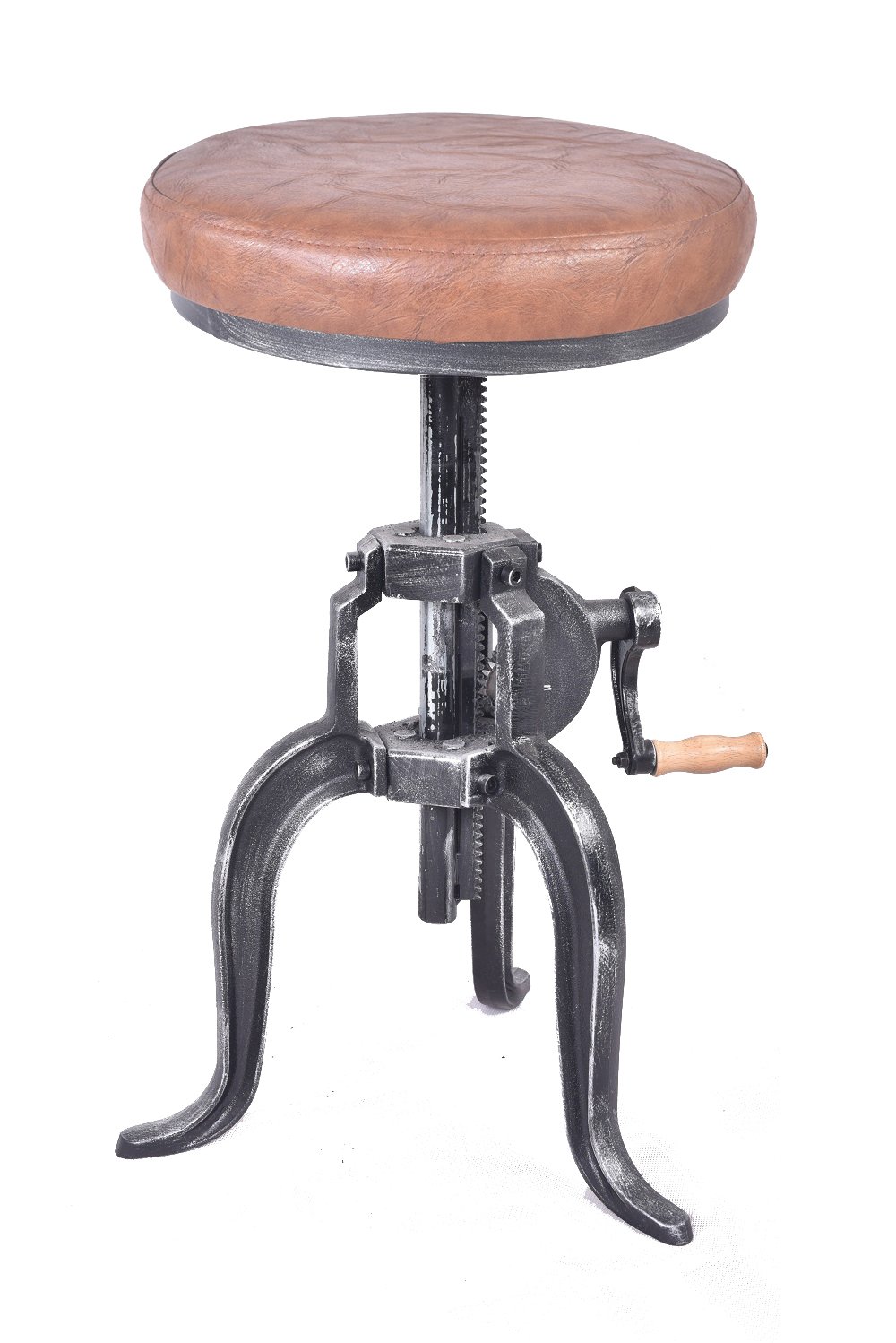 Topower American Antique Industrial DIY Crank Stool Cast Iron Three