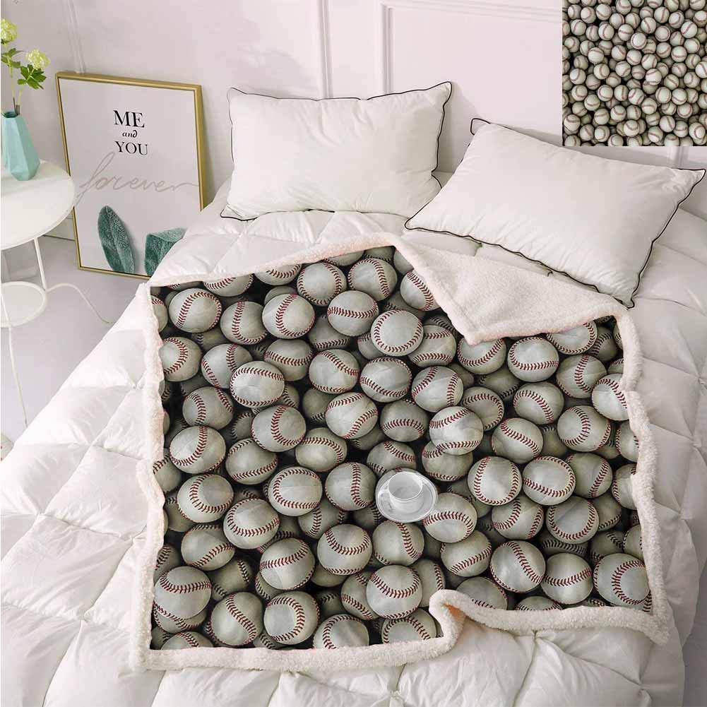 Sports Decor Full Size Blanket Baseballs Sport Emblem Major League Competition Softball Field Artwork Microfiber Blanket 50"x65"