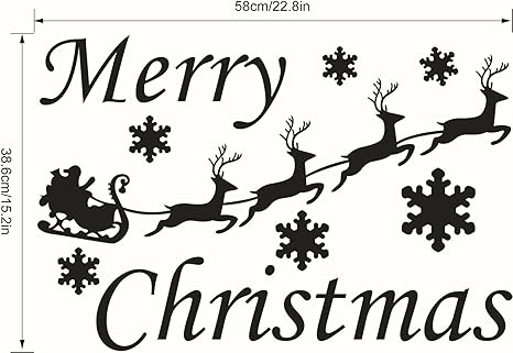 Amazon Akssweet ウォールステッカー クリスマス トナカイ シール式 素敵なメリー クリスマス 58 34cm 2個セット ブラック ウォールステッカー オンライン通販