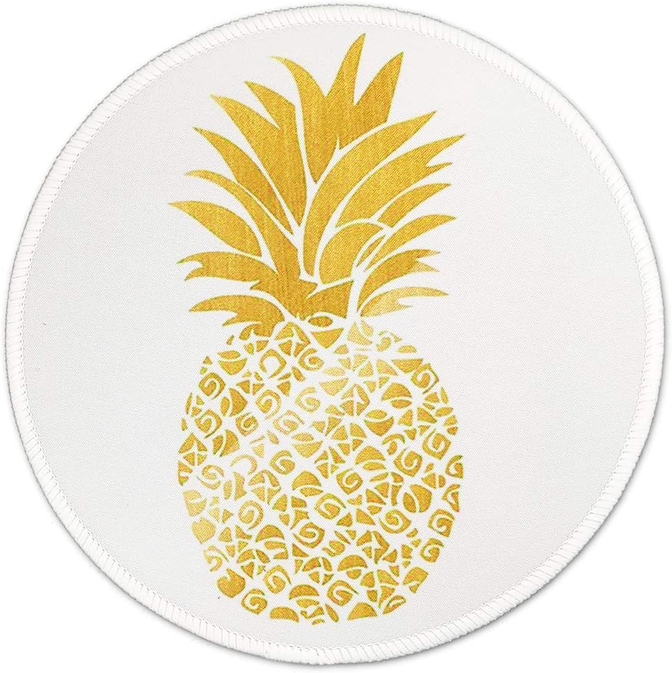 Mouse Pad with Design, ITNRSIIET Small Custom Mouse Mat for Women and Girls, Enhanced Thickness, Dual Stitched Edges, Ultra Soft, Cute Round Mousepad for Computer Office Gaming Laptop Mac, Pineapple