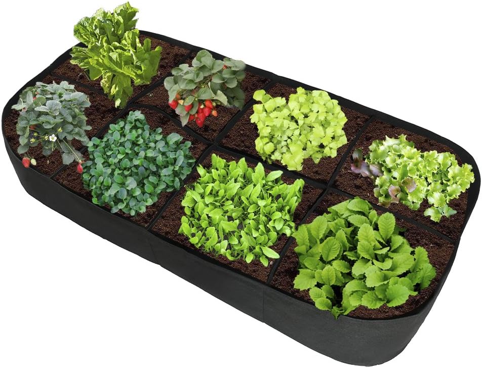 Fabric Raised Garden Bed - 135-Gallon Planting Container Grow Bag Planter Pot for Plants, Flowers Vegetables (8 Grids)