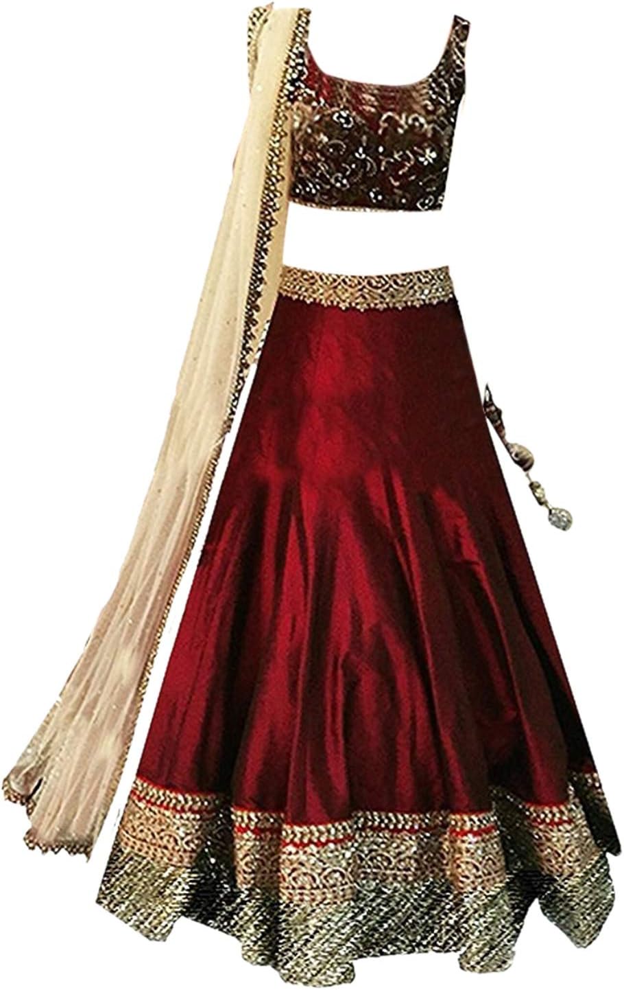 Sevisa Boutique Girl's Silk Semi-stitched Lehenga Choli