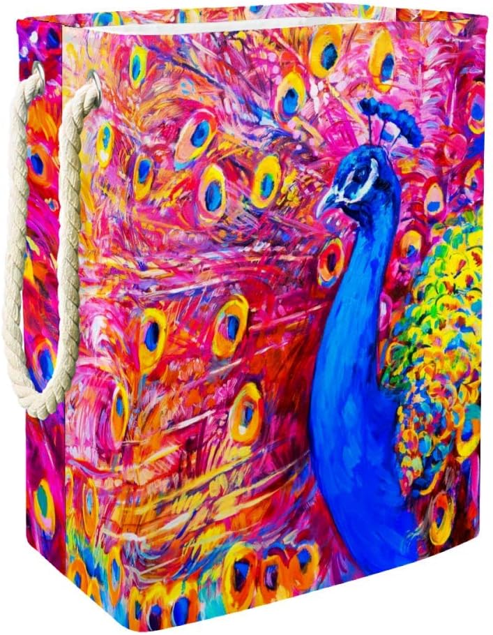 Unicey Colorful Peacock Large Storage Bin for Bathroom, Bedroom, Home, Toys and Clothing Organization