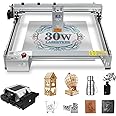 LASER TREE Laser Engraver, 30000mW（30W）Output Power Laser Engraver Machine with Air Assist Pump, High Precision Laser Cutter and Engraver for Wood & Metal Paper Acrylic Glass Leather etc，Class 4
