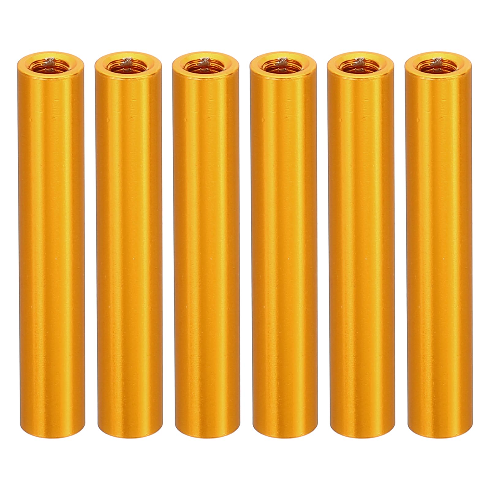 PATIKIL 6pcs M3 Metal Threaded Standoff Spacer Nuts, Round Aluminum Spacers Female Coupling Screws, 1/8" ID x 3/16" OD, Gold 3x5x30mm