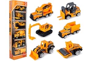Jellydog Toy Small Construction Trucks, Kids Construction Vehicles Toy, Friction Powered Kids Dumper Truck, Bulldozers,Forklift,Tank Truck, Asphalt Car, Excavator Toy for Children