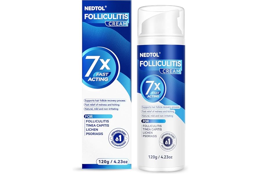 Nedtol Folliculitis Treatment Cream, 7X Fast-Acting Antibacterial Ointment for Scalp, Face & Body, Relieves Itching, Redness & Bumps, Intensive Skin Therapy – 120g