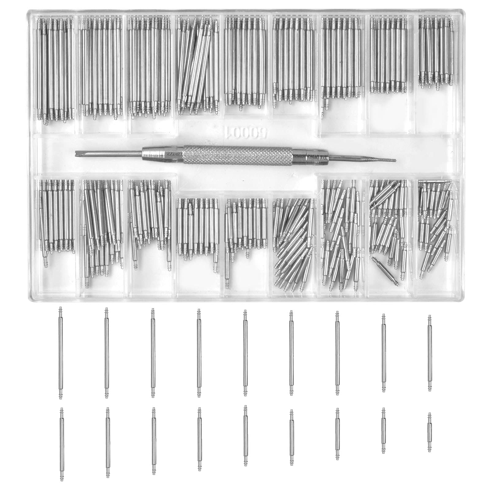360Pcs Watch Springbar 8-25mm Watch Spring Bars Watch Band Pins Watch Link Removal Pin Watch Strap Link Removal Repair Tool Spring Bars for Watch Strap Bands Watch Repair Tool Kit with Storage Box