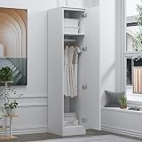 Reflect 1 Door High Gloss Wardrobe | White Melamine Finish | Storage view 3