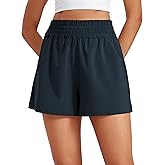 CRZ YOGA Linerless Relaxed Casual Shorts for Women 3" - High Waisted for Lounge Athletic Golf with Pockets