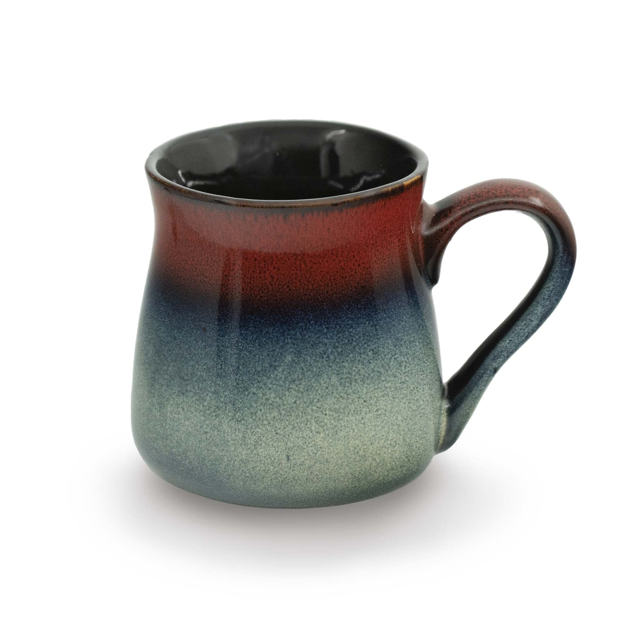 Photo 1 of ECODECO Large Pottery Coffee Mug 24 Oz - Oversized Ceramic Cup with Big Handle - 1 Pcs (Red to Blue)