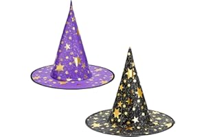 Zando Halloween Kids Witch Hat For Boys Girls Women Star Print Wizard Hat Witch Hat Decoration Witch Accessories