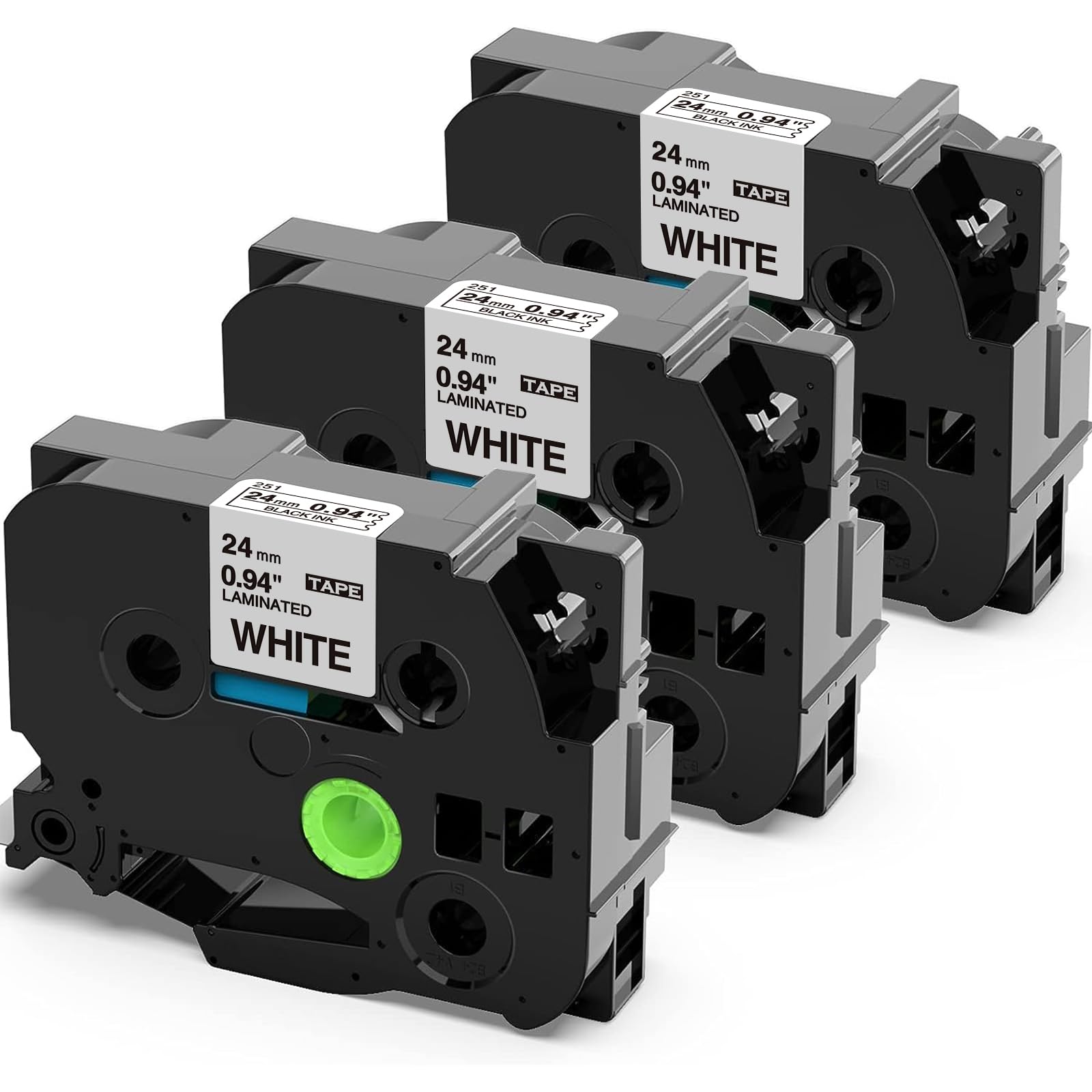 24mm Label Tape Replacement for Brother TZe-251 TZe251 Laminated Black on White P Touch TZe TZ Tape, Compatible with Brother PT-H500 PT-D600 PT-D600VP PT-P700 PT-P710BT PT-2430 Label Printer, 3-Pack