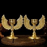 2PC Retro Angel Wing Candle Holder - Handcrafted Collectible Figurine for Desk Decor, Home Altar, Celestial-Inspired Vintage 