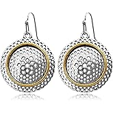 JOONL Classical Retro Exquisite Handmade Flower Circular Dangle Drop Earrings Unique Vintage Gold Silver Mixed Metal Two Tone Disc Hollow Earrings for Women