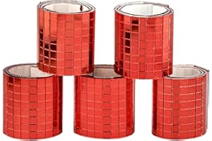 Yeehlmer Glass Mirror Disco Tiles 2400Pcs, 5 x 5 mm Self-Adhesive Mirror Tiles for Craft Decoration Disco Ball, Mini Mosaic Tiles for Party Decor DIY(Red)