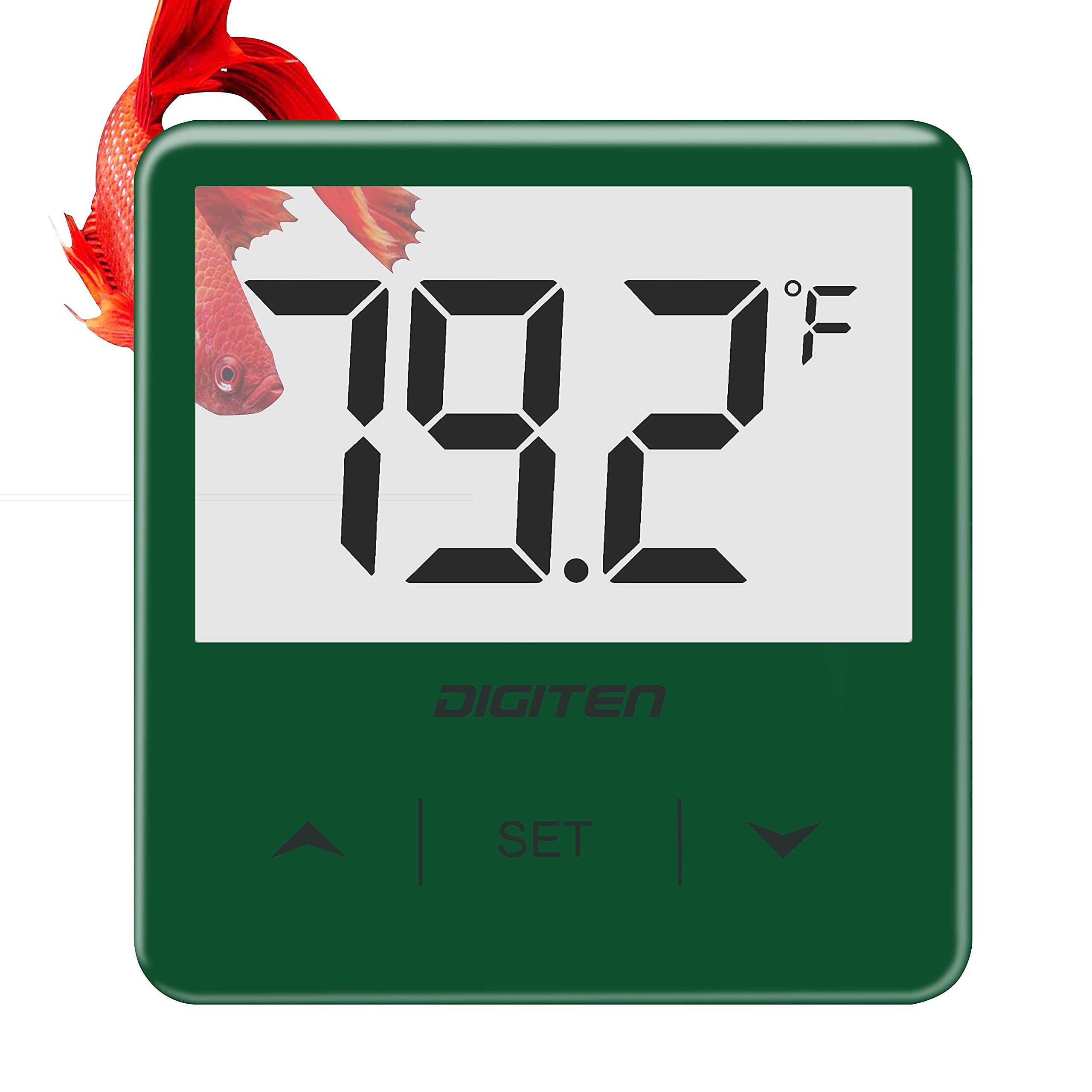 DIGITEN Aquarium Thermometer Fish Tank Thermometer with Large LCD Display Water Terrarium Temperature Gauge High Low Alarm Reptile Thermometer Stick On for Turtle Lizard Reef Coral