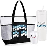 Dansydaisy 3 Pcs Dental Hygienist Gifts for Women Men Dental Assistant Gifts Inspirational Dentist Tote 16 oz Dentist Tumbler Teeth Stress Toy for Office Coworker Staff Employees Team(White)