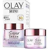 Olay Super Cream with Sunscreen SPF 30, Trial Size, Lightweight Face Moisturizer with Sun Protection, 5-in-1 Skin Care Benefits - Hydrating, Brightening, Firming - Niacinamide, Vitamin C, 15 mL