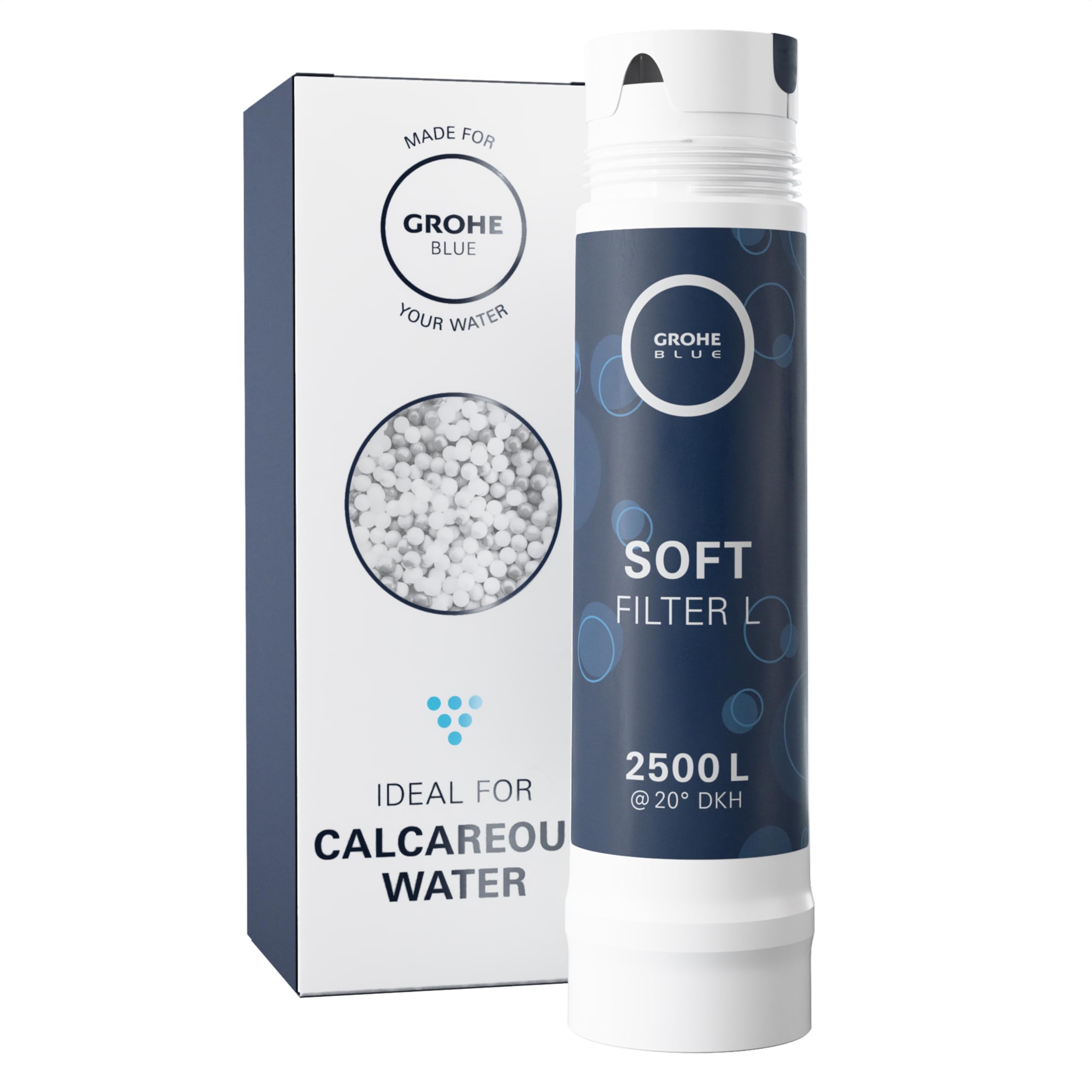 GROHE Blue Filter – Replacement (Excluding Home) and GROHE Red Water Systems for Fresh Filtered Water, Reduces Limescale and Heavy Metals, Capacity 2500 L, 40412001