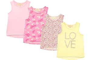 BTween Girls 4 Pack Fashion Summer Tank Top Cotton Blend Clothes Set - Mixed Colors