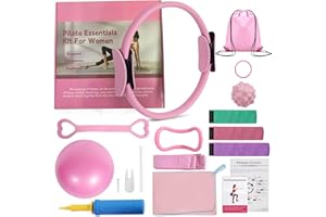 LENGAMPLAY Pilates Ring Set with Resistance Bands– Anti-Slip Magic Circle Pilates Ring for Home Workouts, Full-Body Toning, Strength Training for Women 14PCS