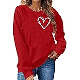 LLHXRUI Valentine's Sweatshirt for Women Cute Heart Love Shirt Graphic Tees Raglan Long Sleeve Pullover Tops