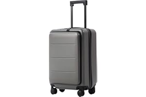 Coolife Luggage Suitcase Piece Carry On ABS+PC Spinner Trolley with pocket Compartmnet(Titanium gray, 20in(carry on))